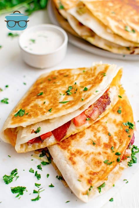 BLT Quesadillas stacked on top of one another