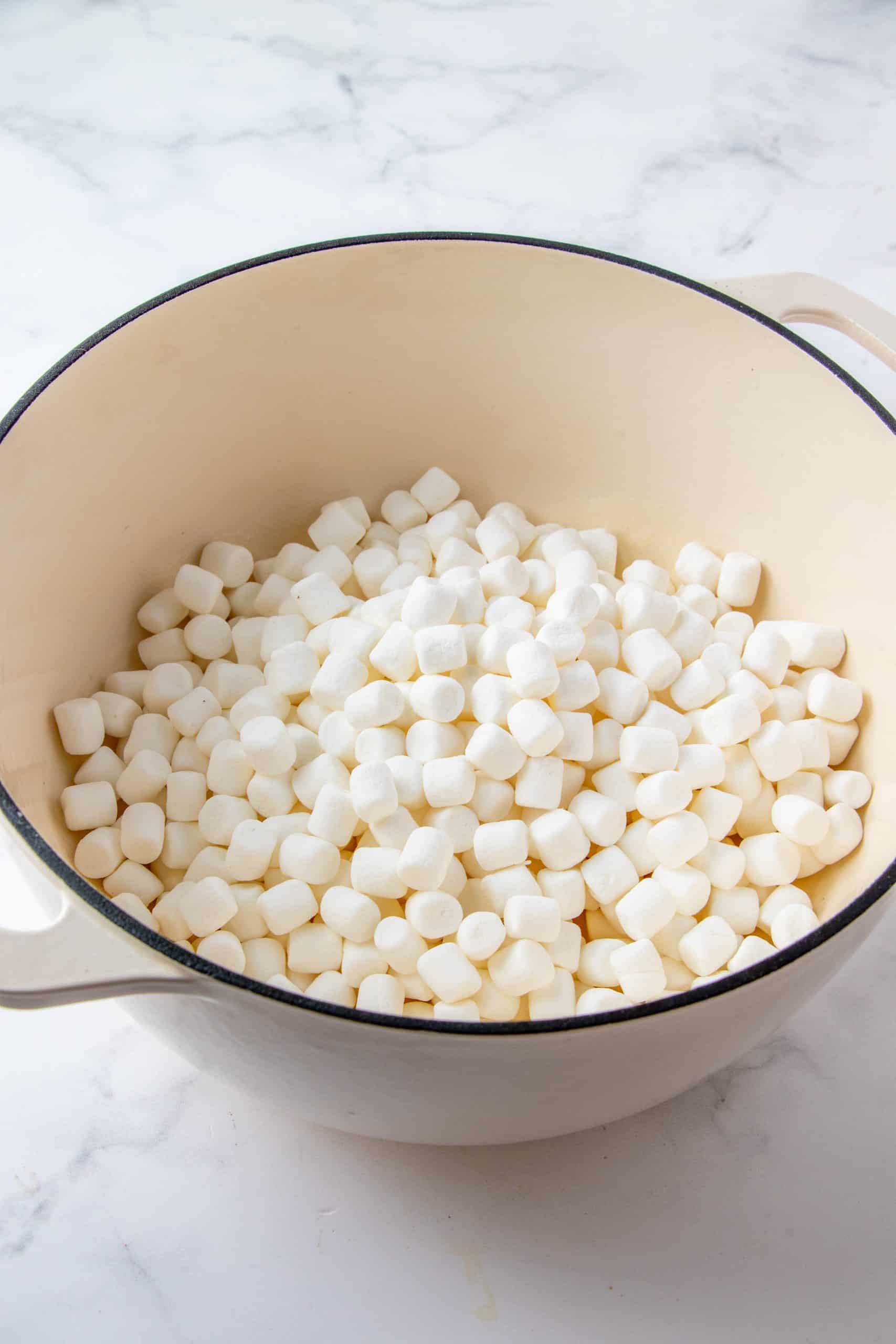 Marshmallows added to butter.