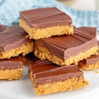 Close up of Peanut Butter Squares stacked square image