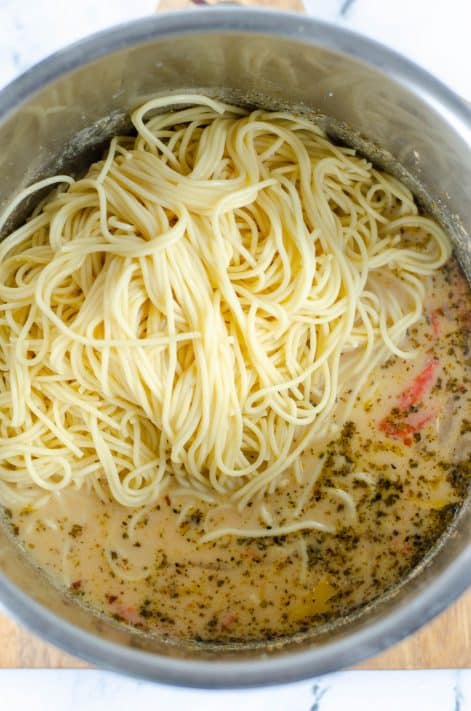 cooked pasta added to instant pot