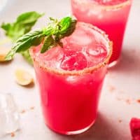 Close up of Watermelon Margarita Recipe in glass with mint square image