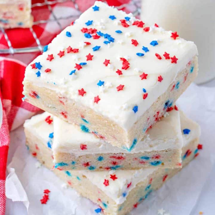 Three stacked Patriotic Sugar Cookie Bars square image