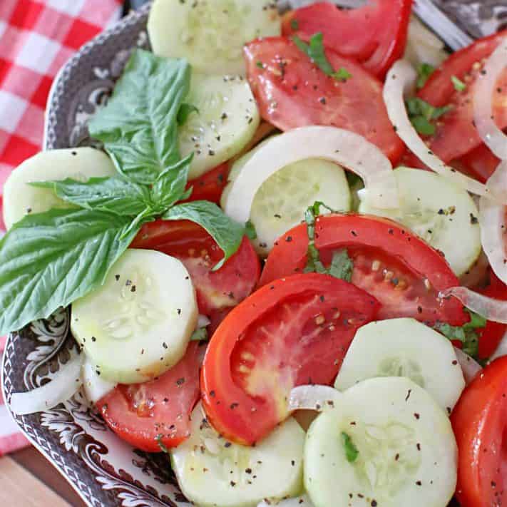 Marinated Tomato Onion and Cucumber Salad recipe