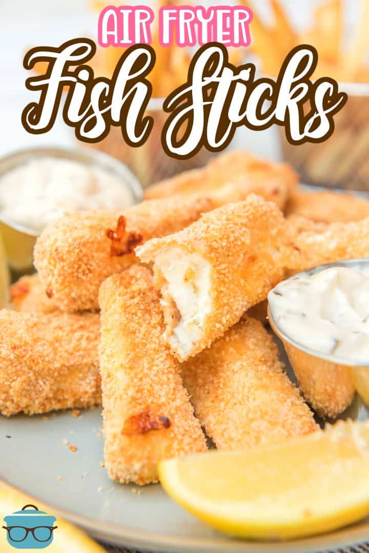 Stacked Homemade Fish Sticks with bite taken out of one Pinterest image