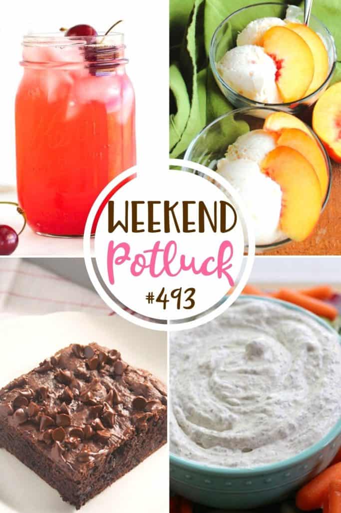 Weekend Potluck recipes: Fresh Cherry Limeade, 4-Ingredient Peach Ice Cream, Chocolate Pudding Snack Cake and Garden Fresh Dill Dip!