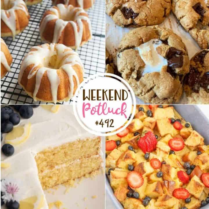 Weekend potluck recipes: Mini Orange Bundt Cakes, Brioche French Toast Casserole, Lemon Cornmeal Cake with Blueberries and S'mores Cookies