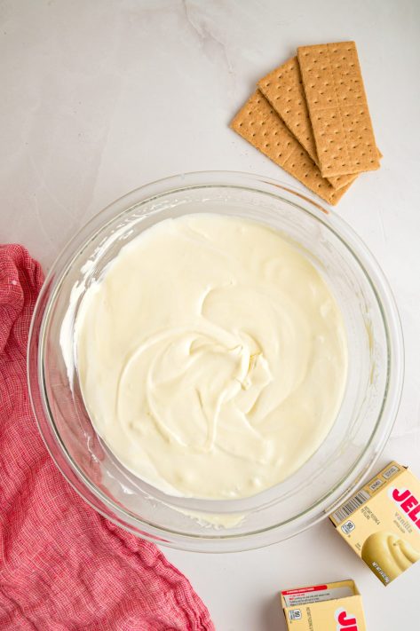 A bowl of Cool Whip and instant pudding mixed together.