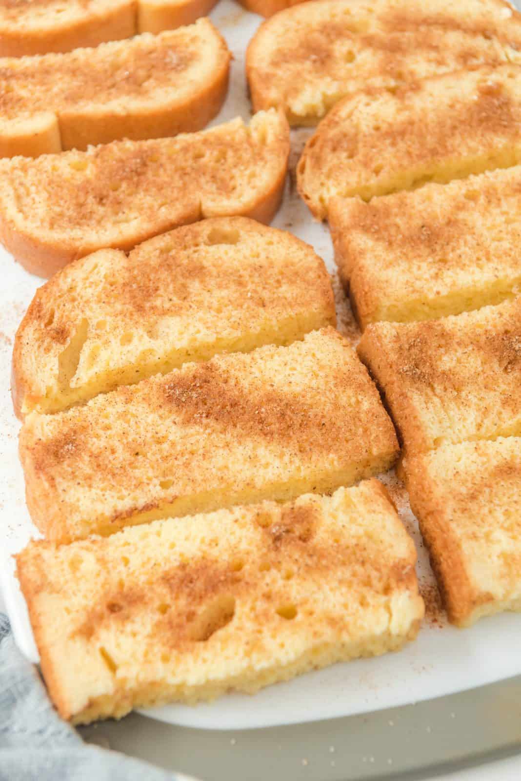 Dipped bread sticks sprinkled with cinnamon sugar mixture.