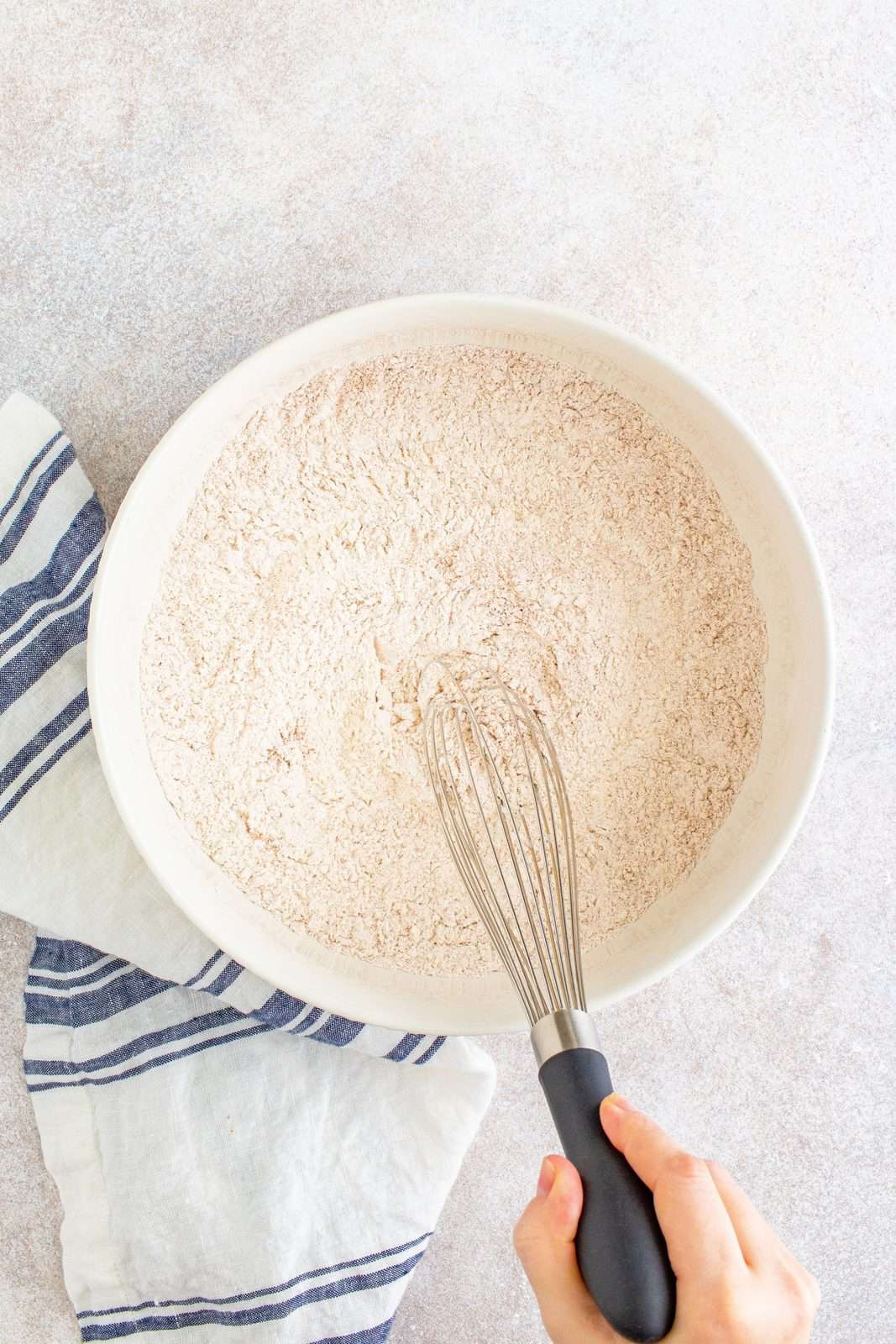 Dry ingredients whisked together in bowl.