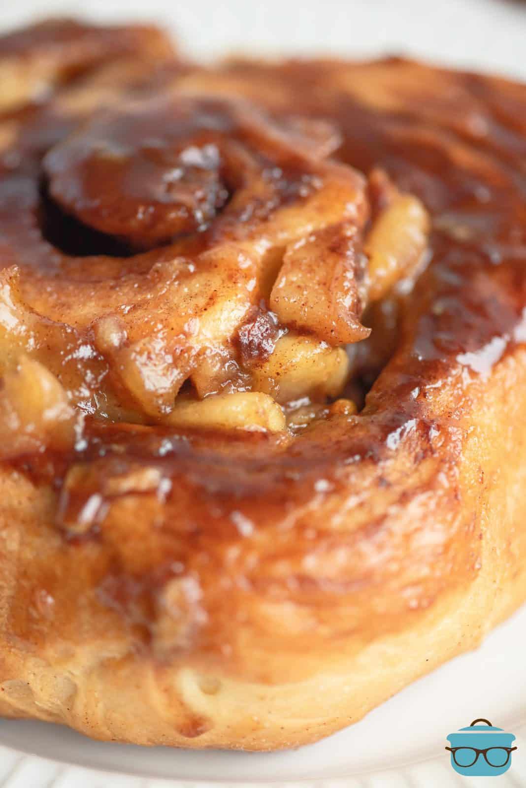 Close up of sticky topping on Apple Cinnamon Buns.