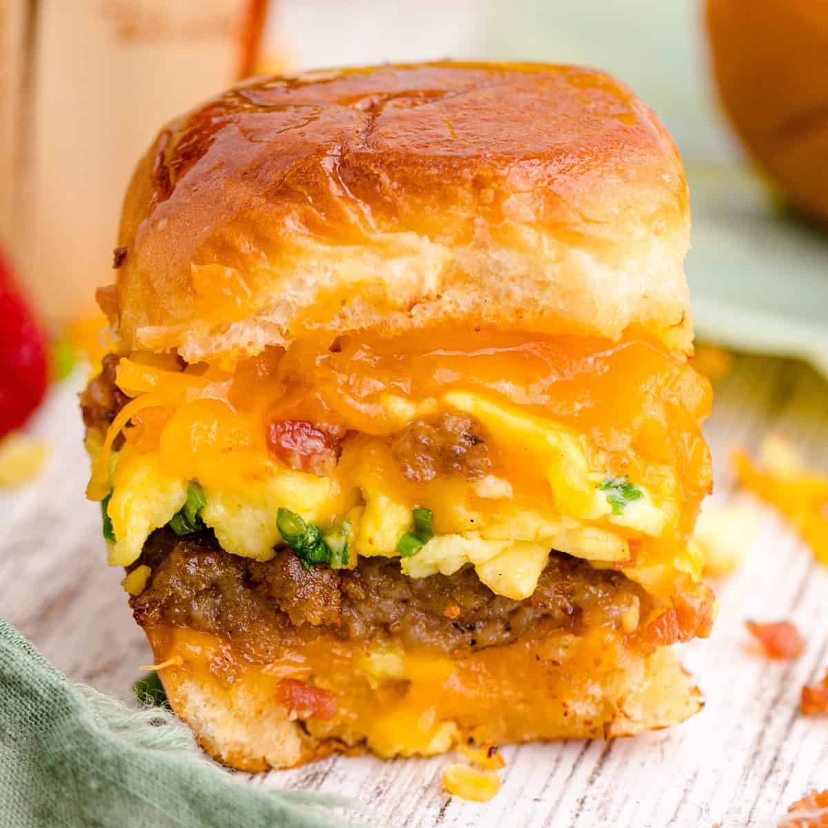 Sausage, Egg and Cheese Breakfast Sliders
