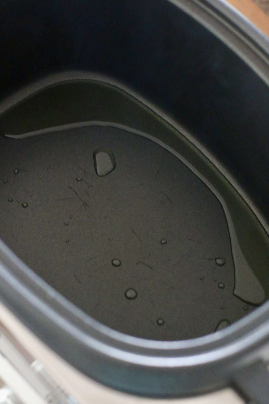 oil shown in slow cooker. 