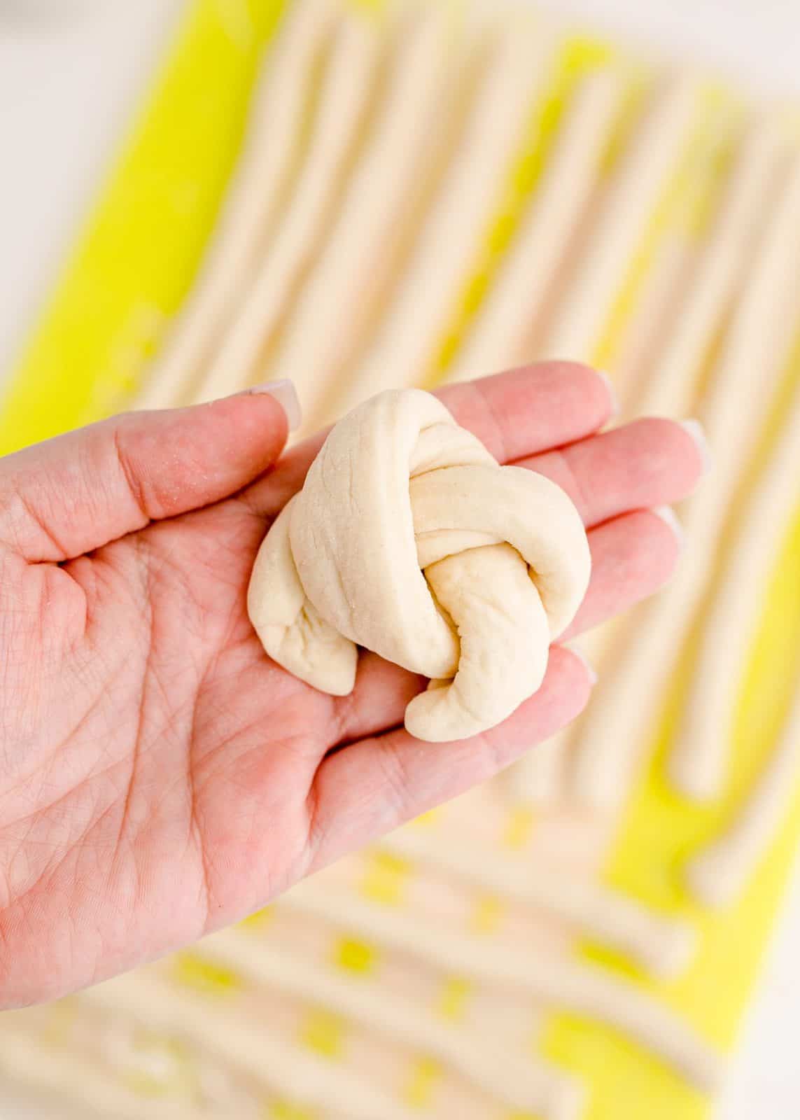 Dough tied into a knot.