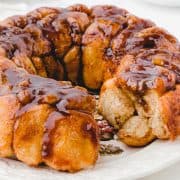 Square image of Easy Monkey Bread close up with some bread removed.