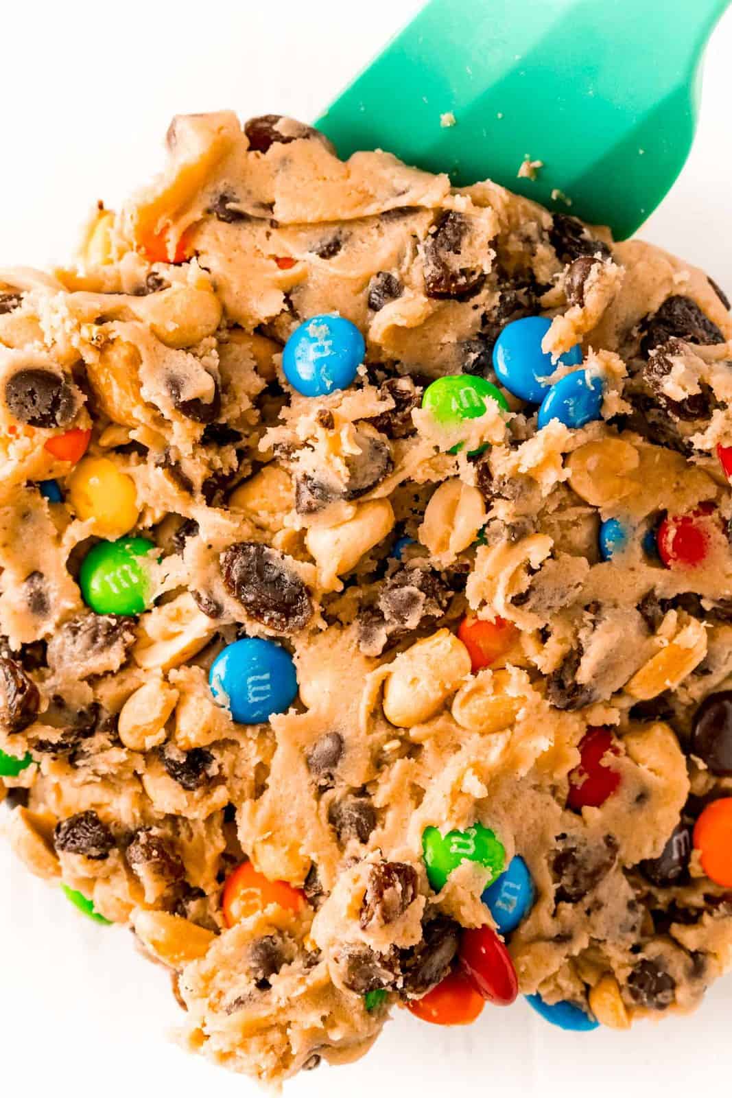 Cookie dough all mixed together in bowl.