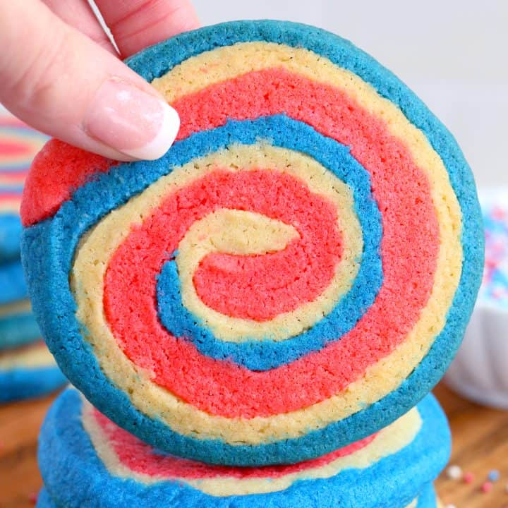 Red, White and Blue Pinwheel Cookies