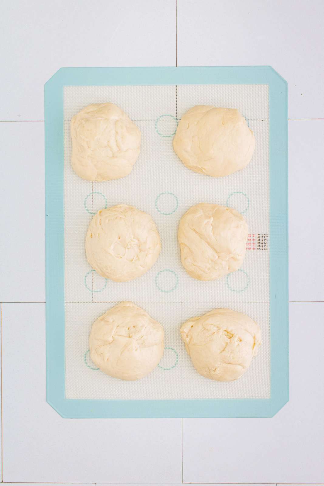 Dough separated into 6 portions.