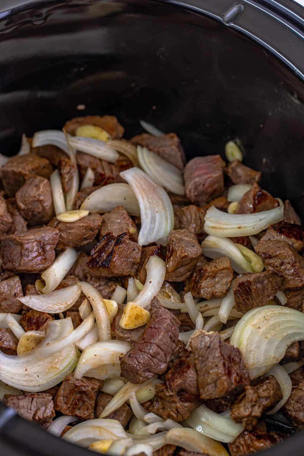 Slow Cooker Garlic Butter Steak Bites Video The Country Cook