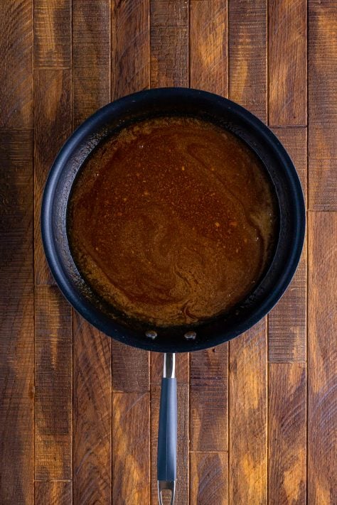 gravy added to a large skillet.