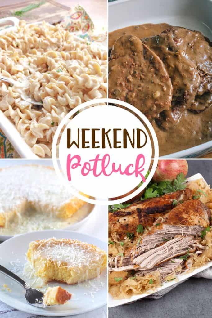 Weekend Potluck recipes: Slow Cooker Cube Steak, Brazilian Coconut Cake, New Years Pork and Sauerkraut and Polish Noodles.