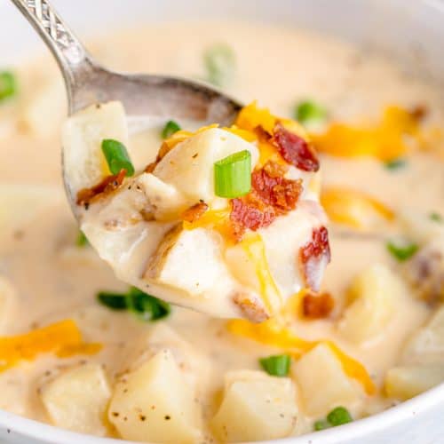 Slow Cooker Potato Soup made with frozen potatoes recipe.