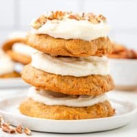 A plate with a stack of Carrot Cake Cookies.