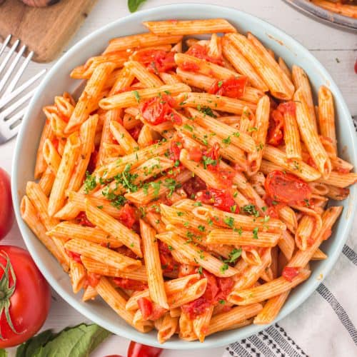 Penne Pasta with Homemade Tomato Sauce - The Country Cook