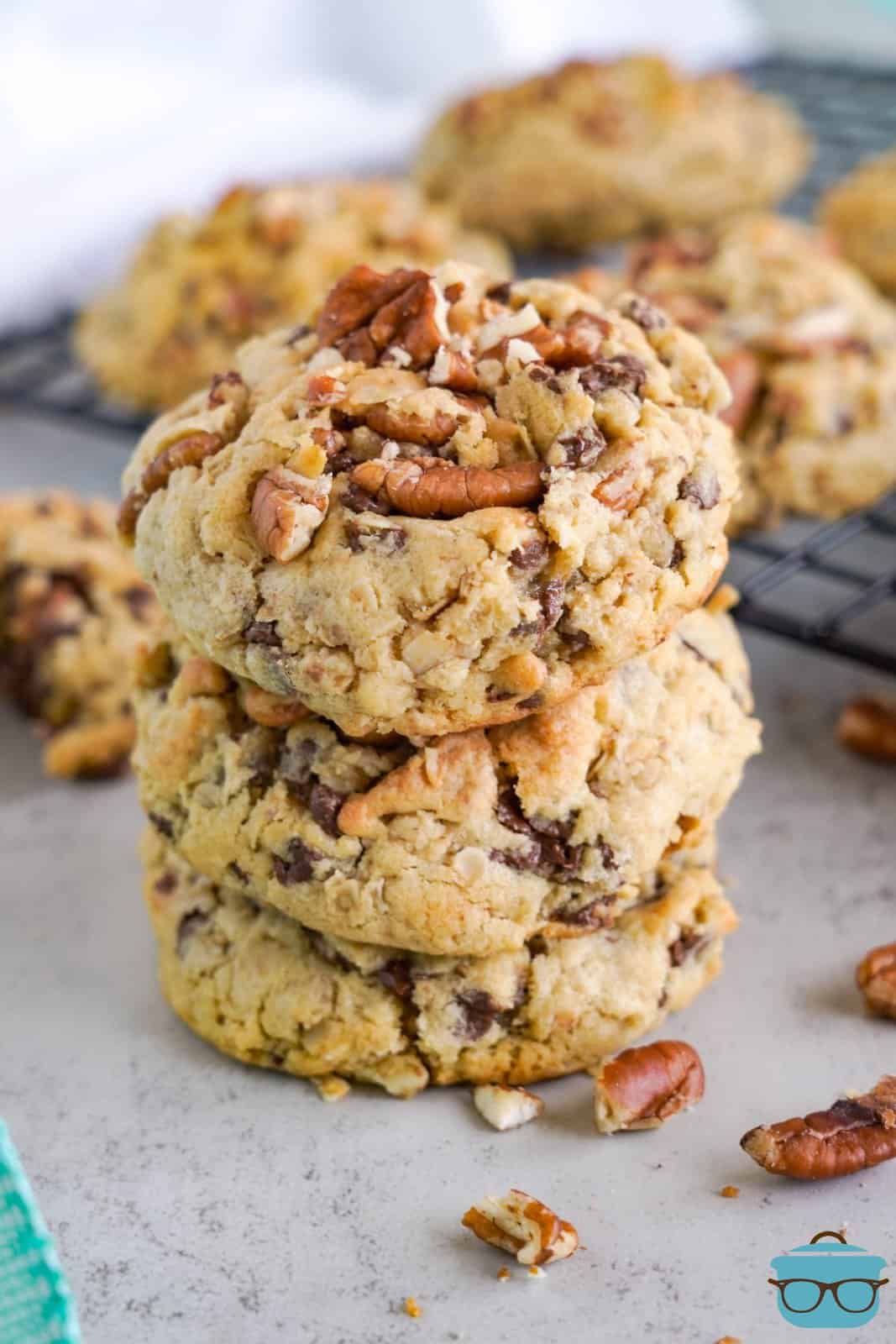 A stack of Oatmeal Chocolate Chip Cookies. 