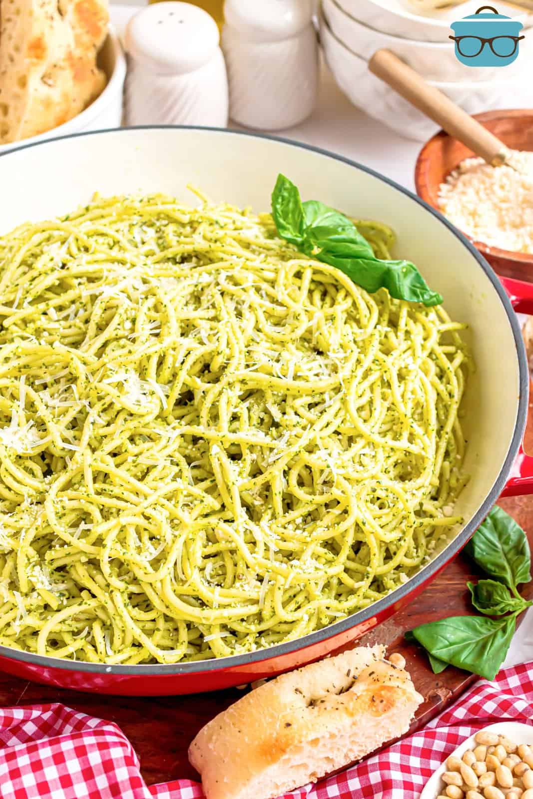 A bowl of Pesto Pasta.