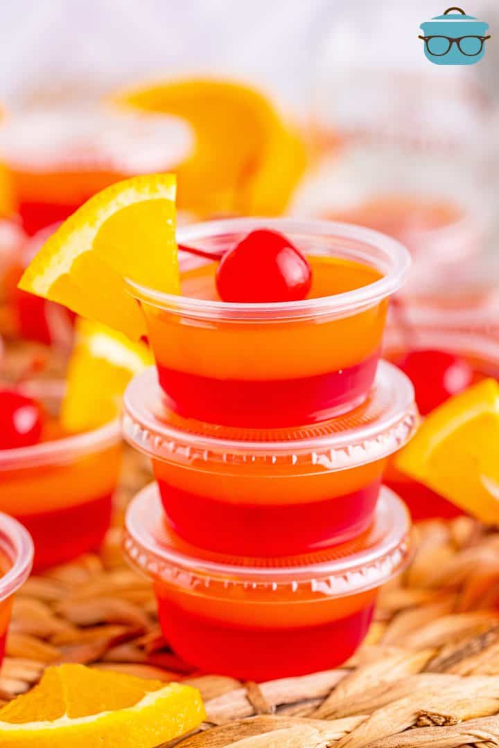 Tequila Sunrise Jell-O Shots - The Country Cook