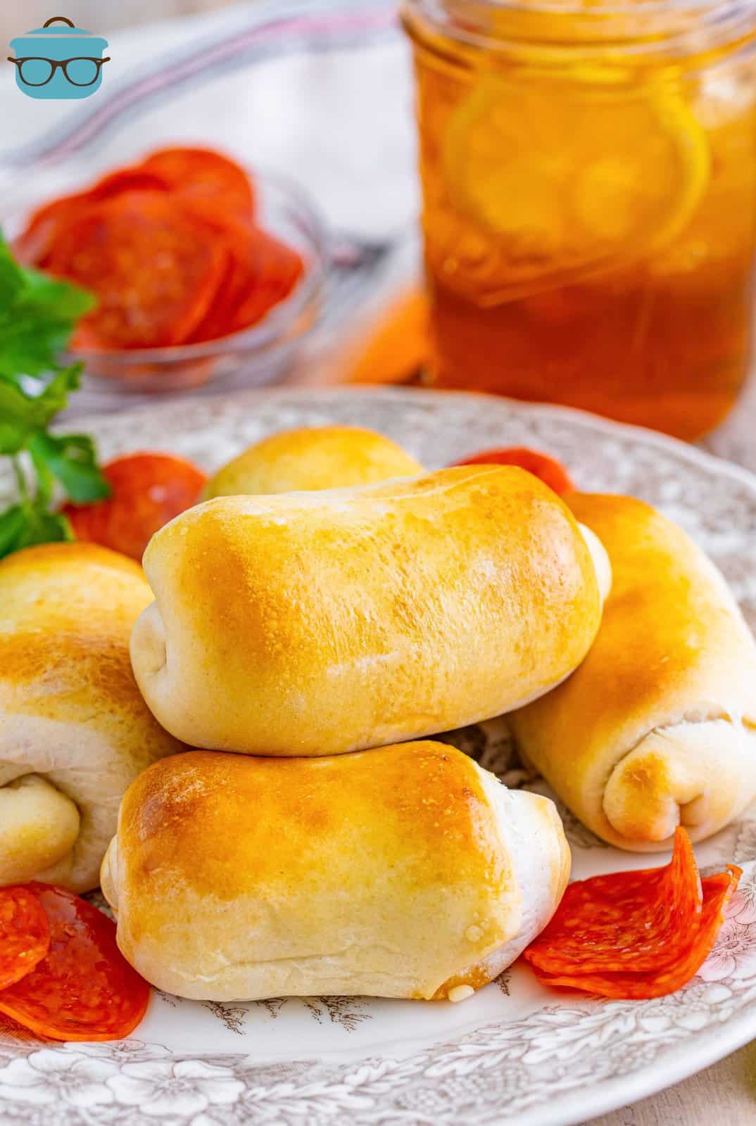A plate of homemade West Virginia Pepperoni Rolls.