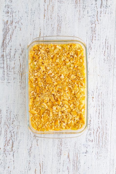 Squash casserole with crushed cracker topping.