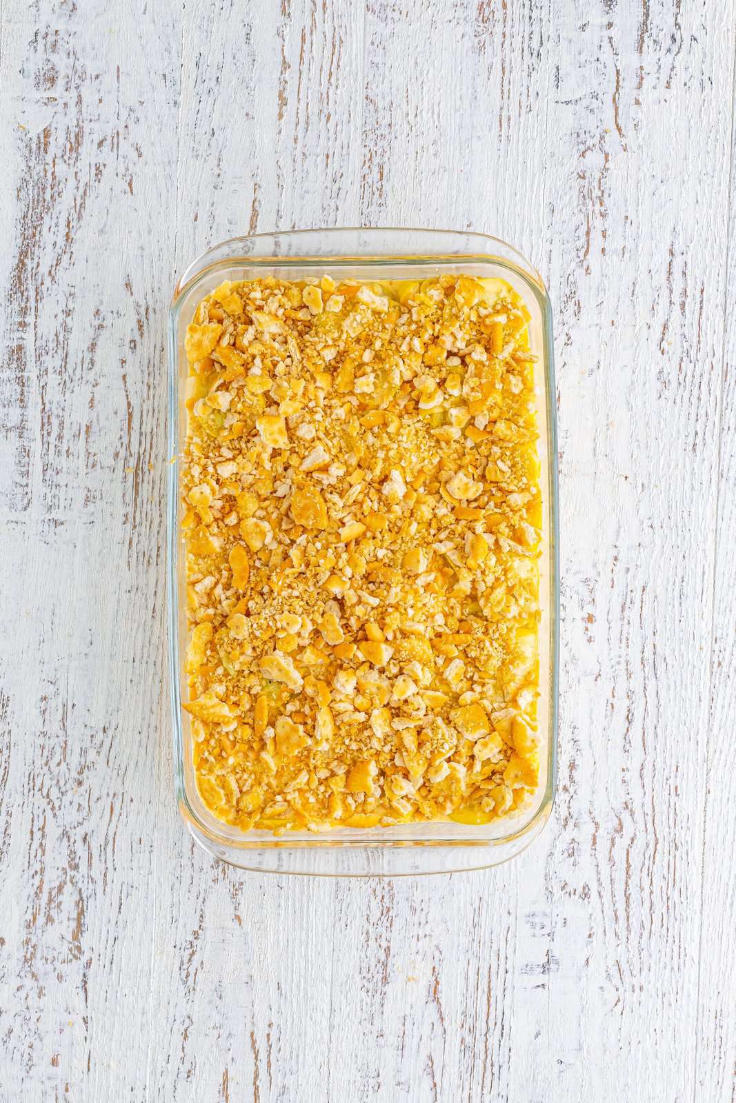 Squash casserole with crushed cracker topping.