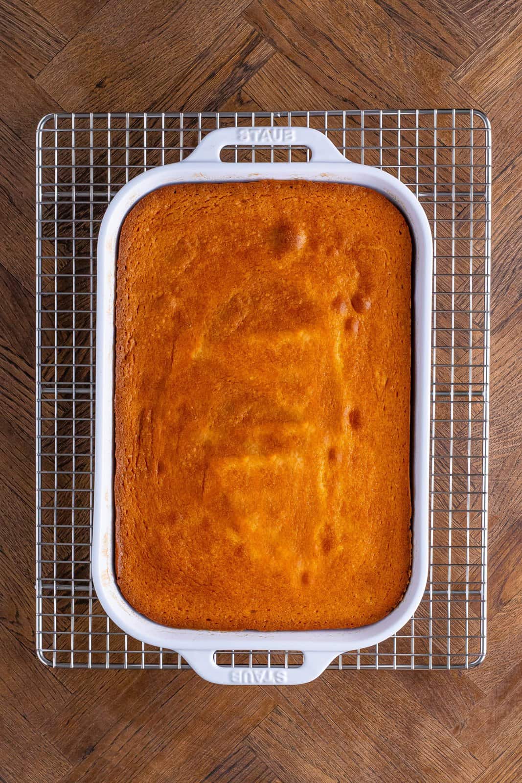A fresh baked from scratch yellow cake.