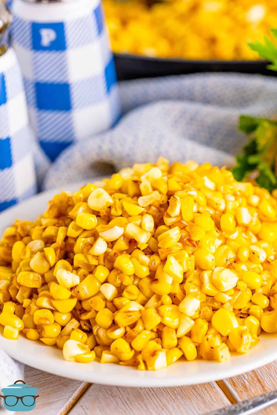 A plate with fried corn. 