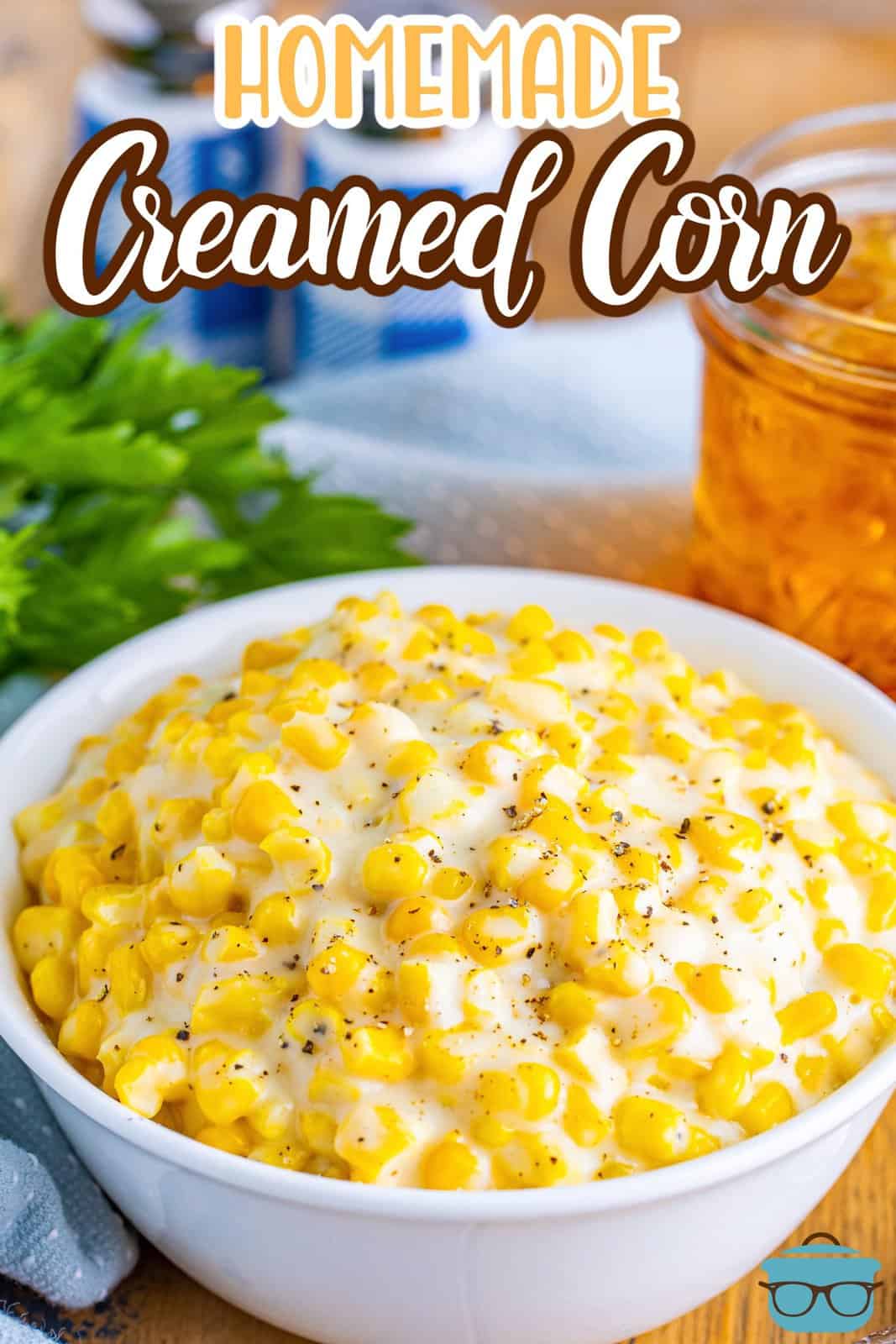 A serving bowl of Creamed Corn.