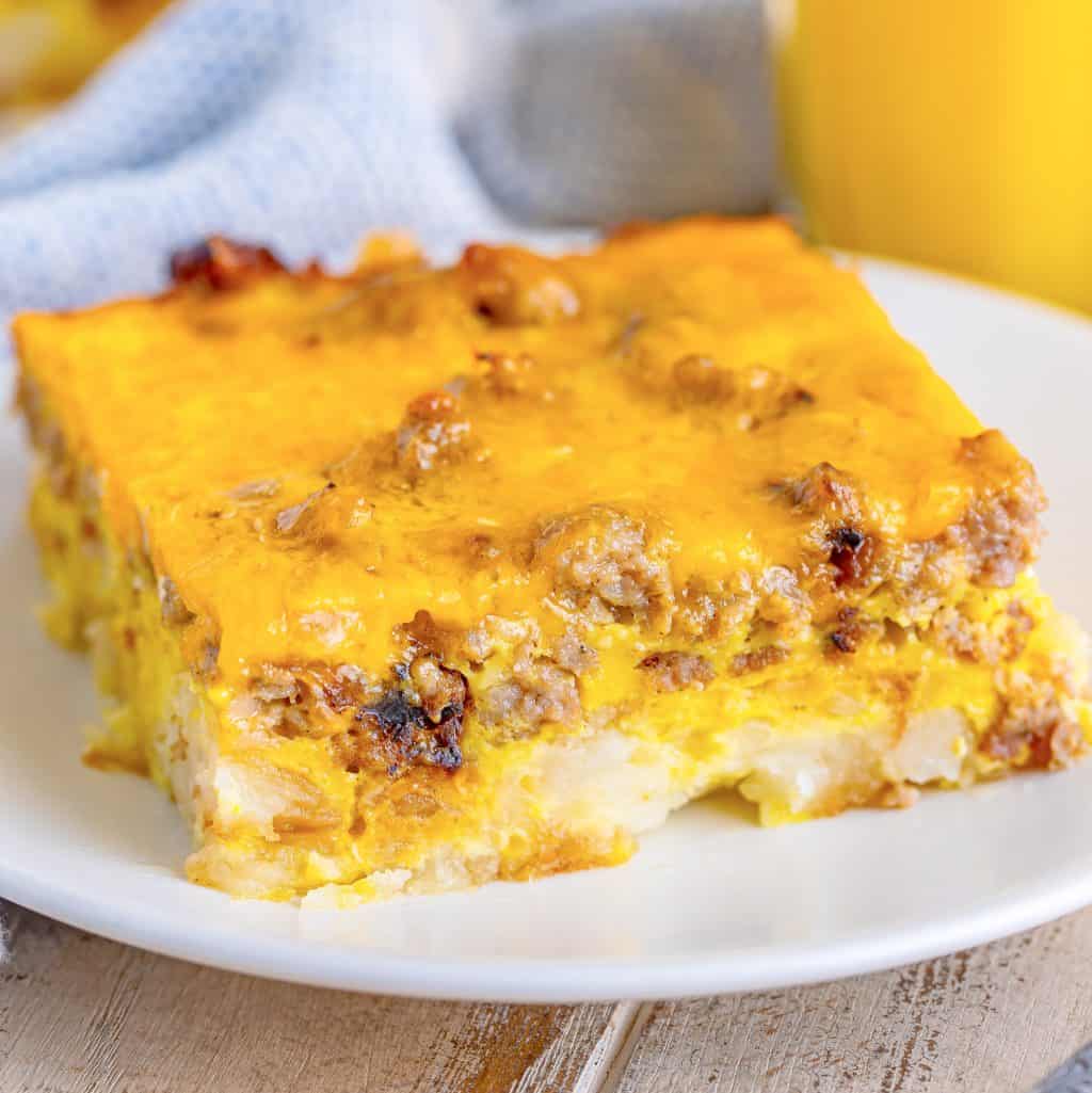 Sausage Hash Brown Casserole recipe from The Country Cook.