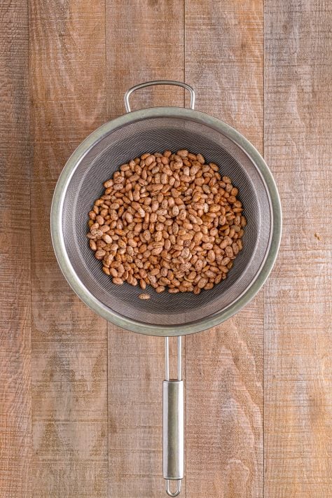 Beans in a colander.