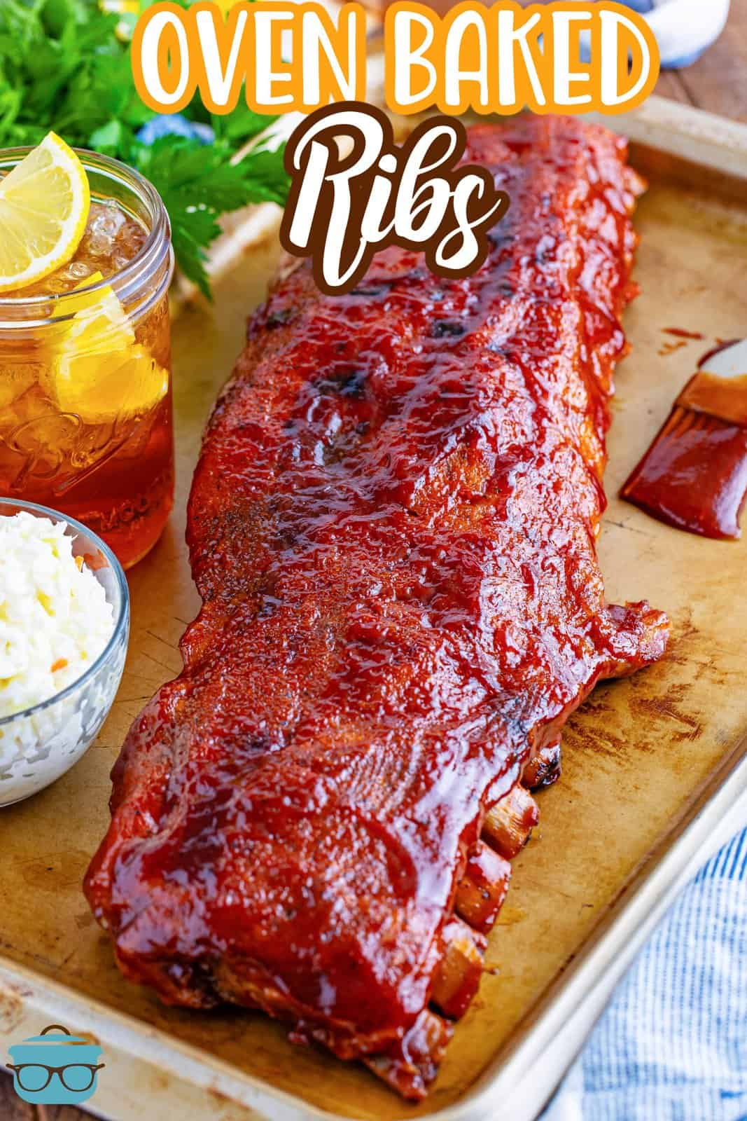 A slab of ribs baked in the oven.