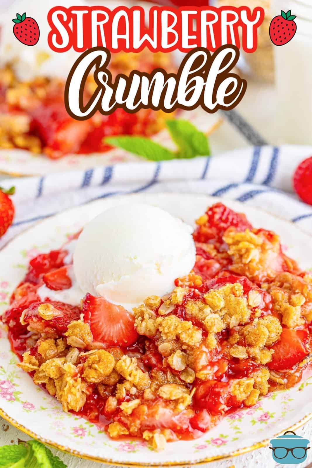 A plate of homemade strawberry crumble.