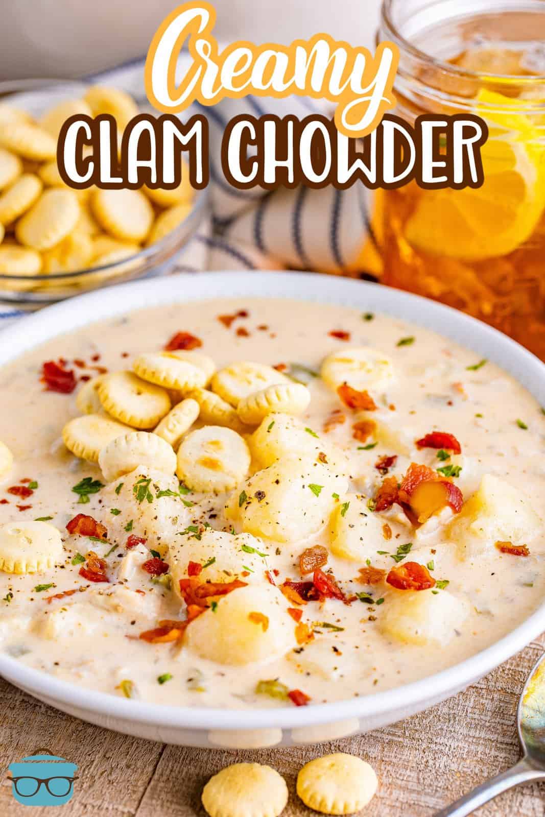 A bowl of Creamy Clam Chowder.