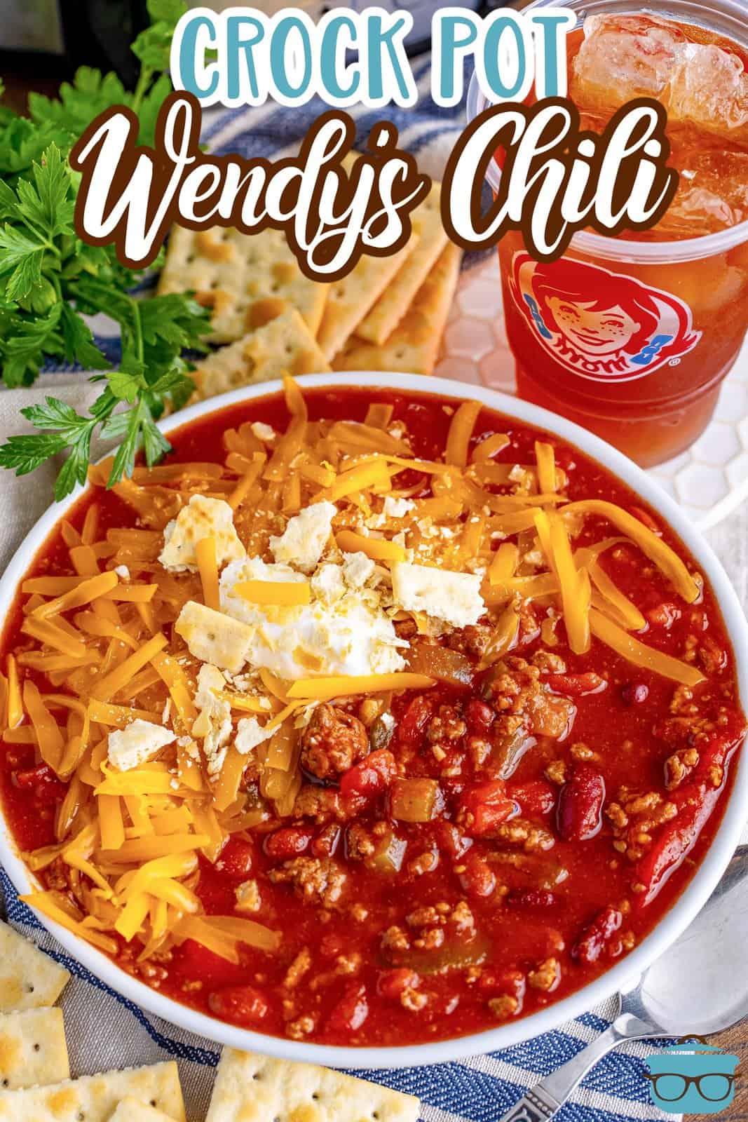 A bowl of DIY Wendy's Chili in the Slow Cooker.