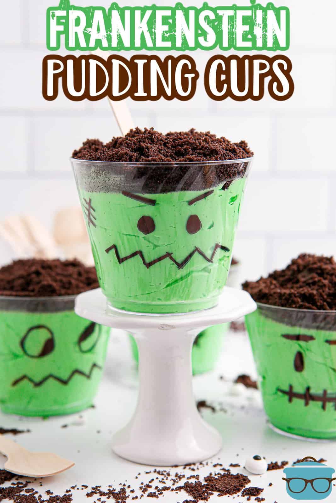 A pedestal with a Frankenstein Pudding Cup and a few surrounding it.
