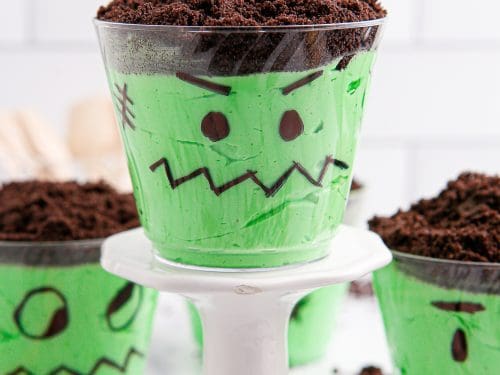 Frankenstein Pudding Cups - The Country Cook