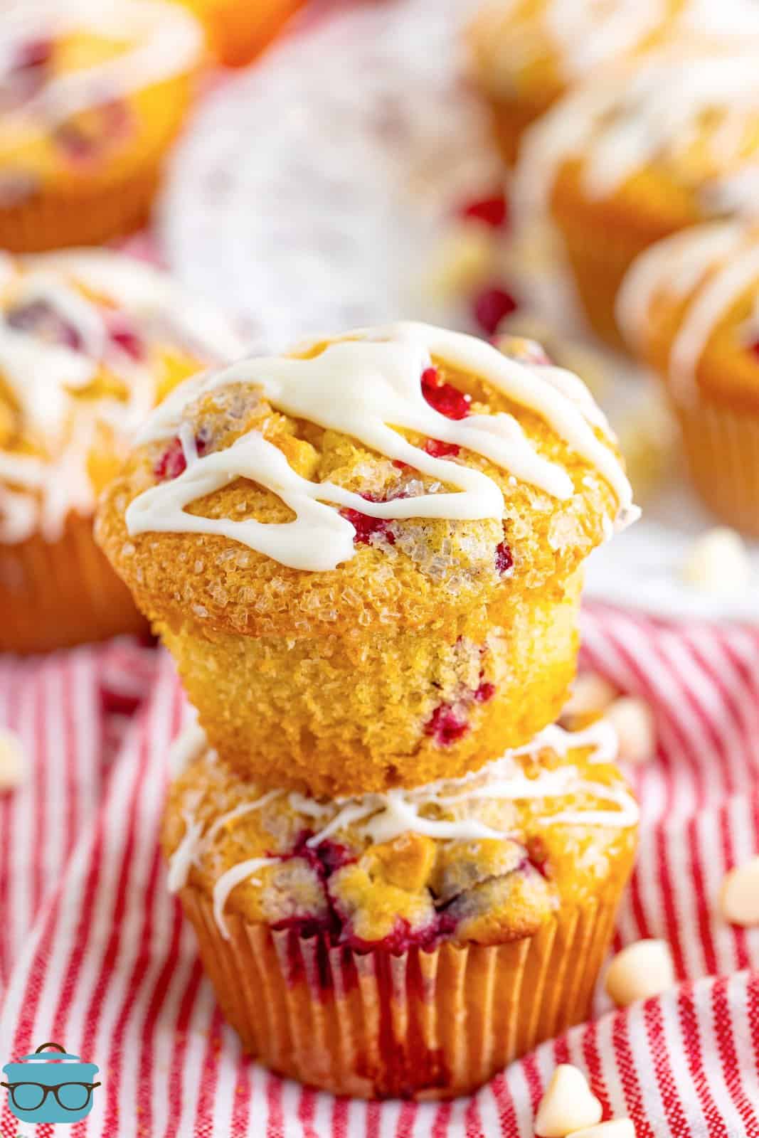 Two Cranberry Bliss Muffins in a pile.