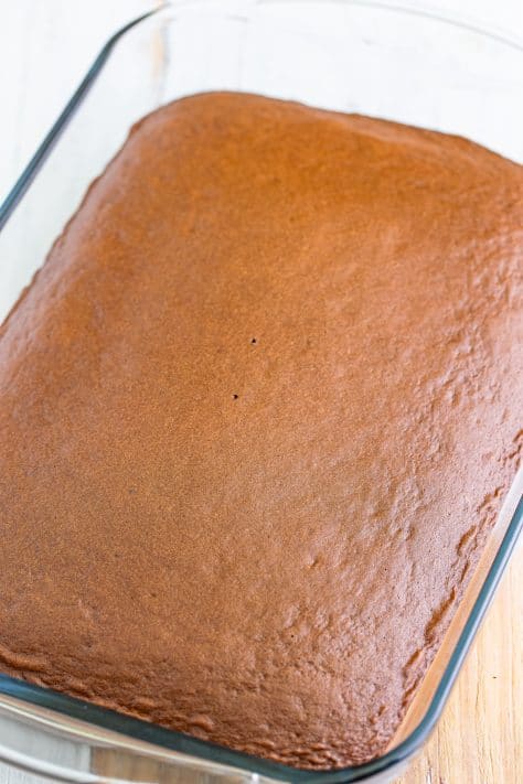 A baked chocolate fudge cake.