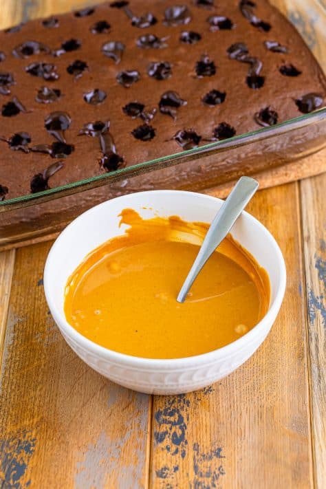 Creamy peanut butter melted in a bowl.