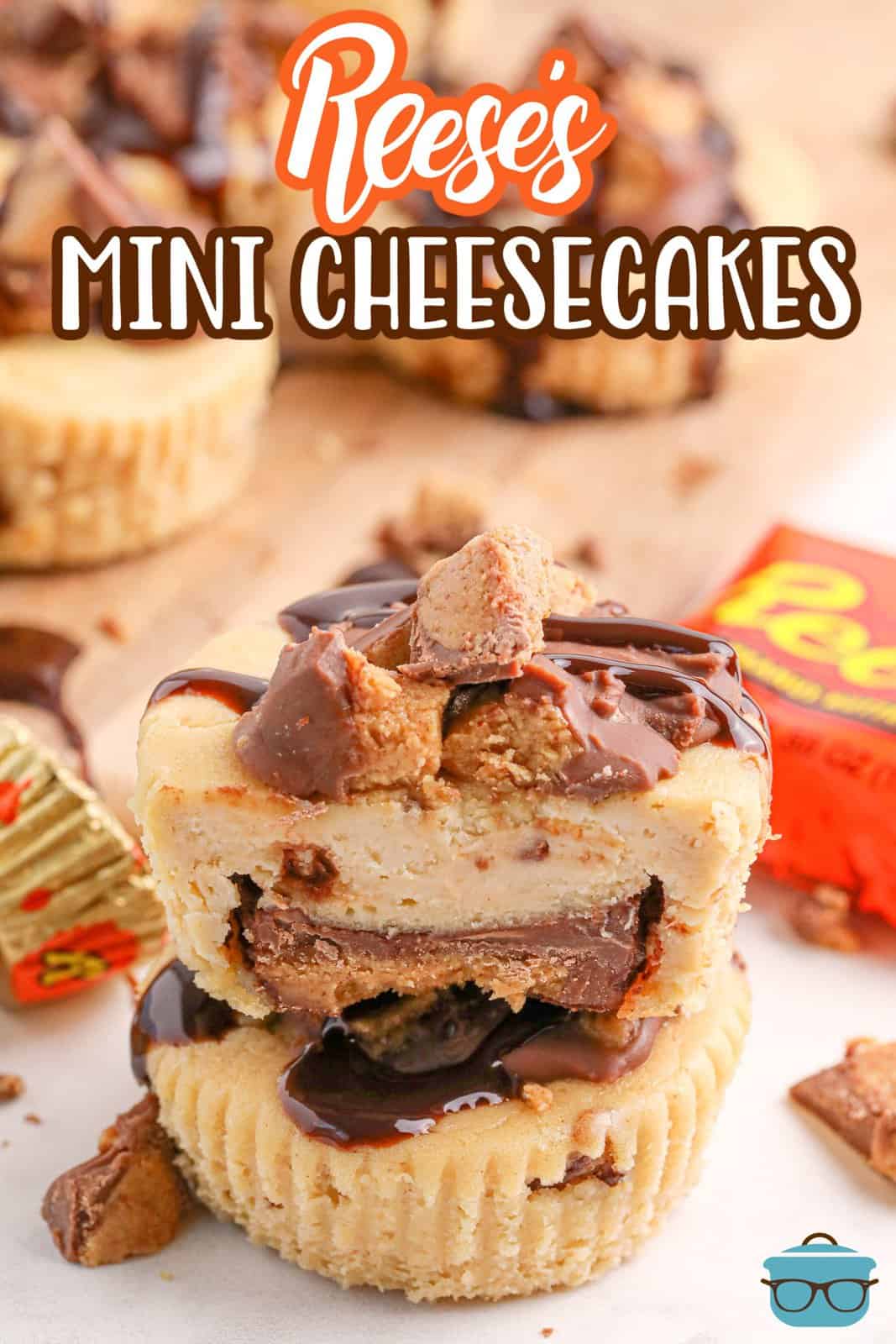 A small stack of Reese's Mini Cheesecakes.