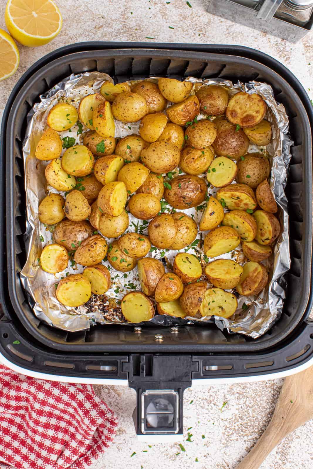 Roasted Air Fryer potatoes in a basket.