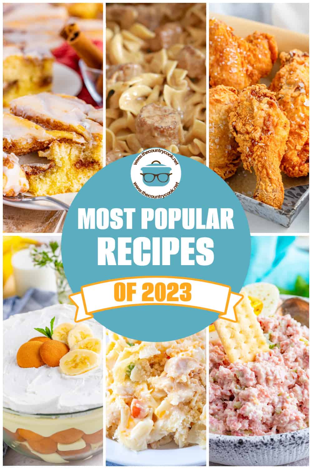 a collage of 6 photos showing the most popular recipes on the country cook. 